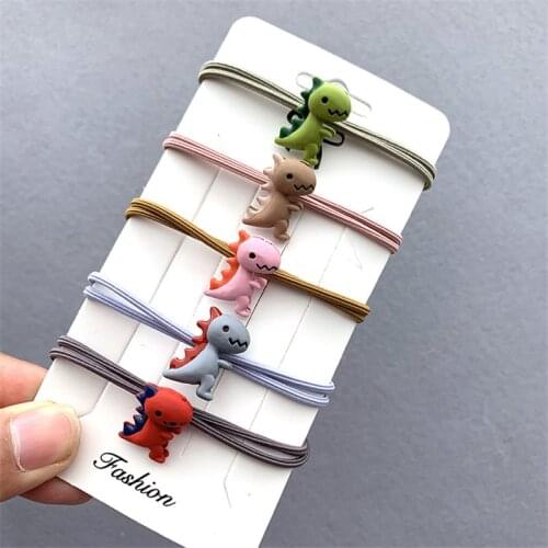 Hair Tie For Girl Kids Elastic Rubber Bands Child Korean Head Accessories Cartoon Dinosaur Rabbit Animal Scrunchies Wholesale