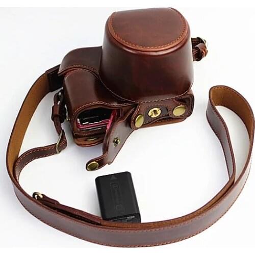 Deluxe Edition PU Leather Camera Case For Sony Alpha A5100 A5000 16-50mm Lens Retro Vintage Bag With Battery Opening