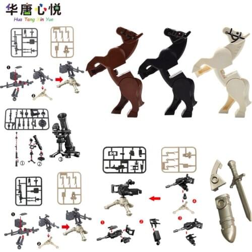 Military Weapons Series War II Guns Pieces War Horse Knife Toys For Children DIY Building Blocks Assembled Militaries Compatible
