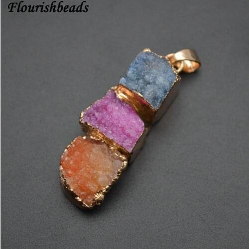 Mix color Druzy Quartz Square Tube Shape Pendant Fashion Woman Necklace Making Supplies