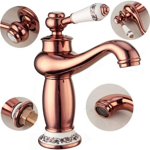 Faucet Hot And Cold Water Mixer Faucet Copper Rose Gold Wash Basin Faucet Household Bathroom Faucet Cool