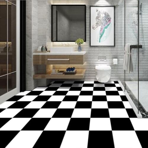 Retro Kitchen Floor Stickers Waterproof Toilet Bathroom Self-Adhesive Floor Tiles Renovation Toilet Floor Floor Tile Stickers