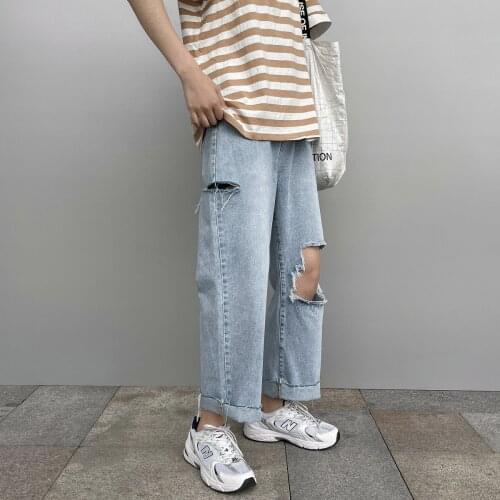 Hip Hop Mens Jeans Wide leg Woman Pants Ripped Hole Summer Trousers Casual Homme Hip Hop Men Punk Pant For Boyfriend Gift