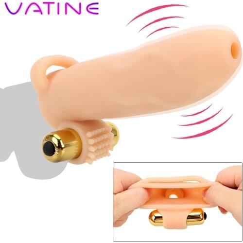 VATINE Bullet Vibrator Penis Sleeve Male Penis Extension Enlarger TPE Sex Toys for Men