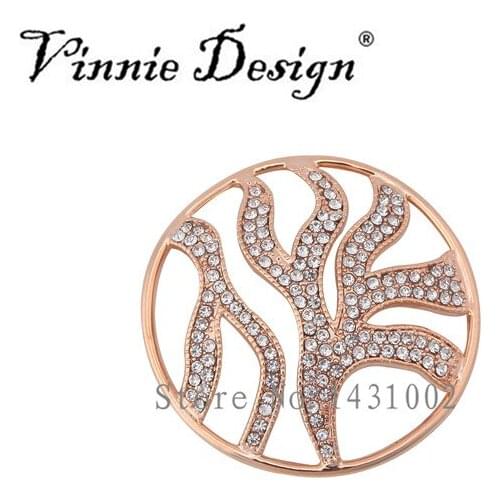 Vinnie Design Jewelry 33mm 3D Crystal Wave Coin Disc fit into 35mm Thin Coin Holder Frame Pendant