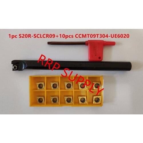 1pc S20R-SCLCR09+10pcs CCMT09T304-UE6020 internal turning tool, 95 degree,,boring bar