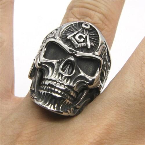 2020 Newest Fashion Design Mens Biker Skull Ring 316L Stainless Steel Mens Ring Cool Fashion Ghost Ring
