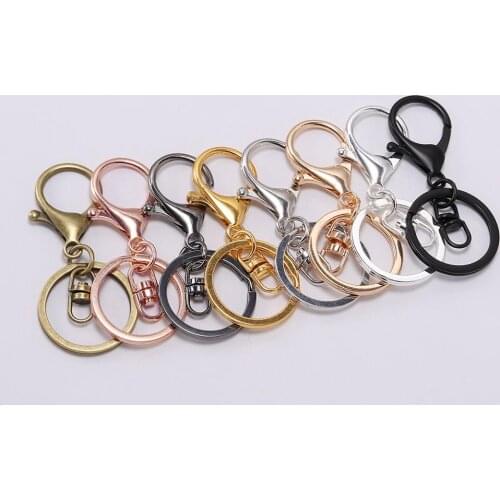 5Pcs Dia 30mm Key Chain Ring Key Ring Long 70 mm Plated Lobster Clasp Key Hook Chain Split Key Ring For Jewelry Making Supplies