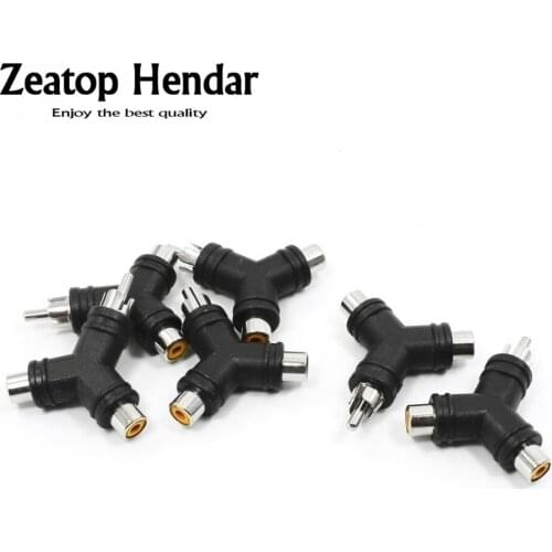 50PCS Audio Cable Y Type 2 RCA Female to 1 RCA Male Jack Connector Adapter