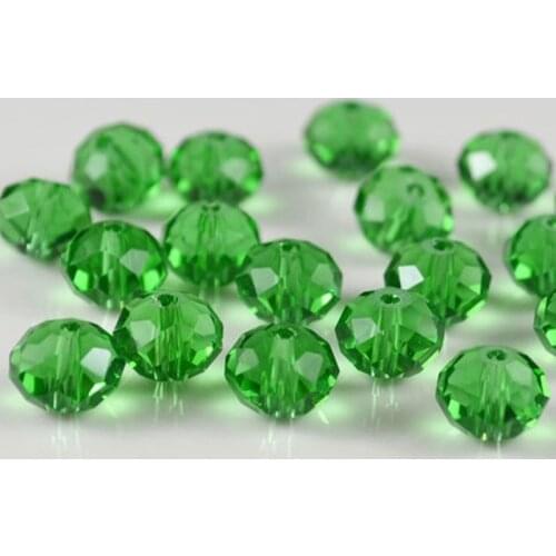 70 pcs /lot Green Crystal Beaded Glass Faceted Rondelle Beads 8*10 MM Spacer For Necklace Bracelet DIY Jewelry Creative Craft