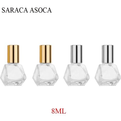 8ml Glass Roller Bottle Five-Pointed Star Roller Bottle Diamond Essential Oil Bottle Sub-bottle Cosmetic Glass Bottle 40Pcs