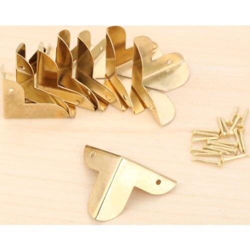 8pcs Antique Gold Notebook Menus Photo Frame Corner Decorative Protector Box Corner Brackets Furniture Hardware with Nails