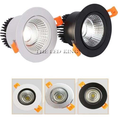 COB LED Downlights Real 3W 5W 9W 12W 110V-240V White Ceiling Spot Lamp 2.2 Inch 55mm 75mm Cut Hole No Flicker Lighting Fixtures