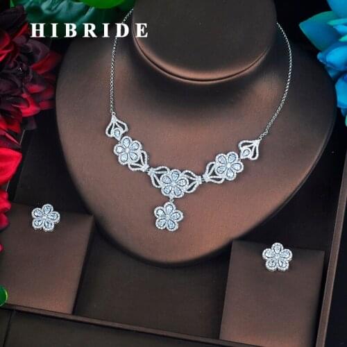 HIBRIDE Elegant Big Flower Design Bridal Jewelry Sets For Women Wedding Accessories Bijoux Femme Ensemble Wholesale Price N-698