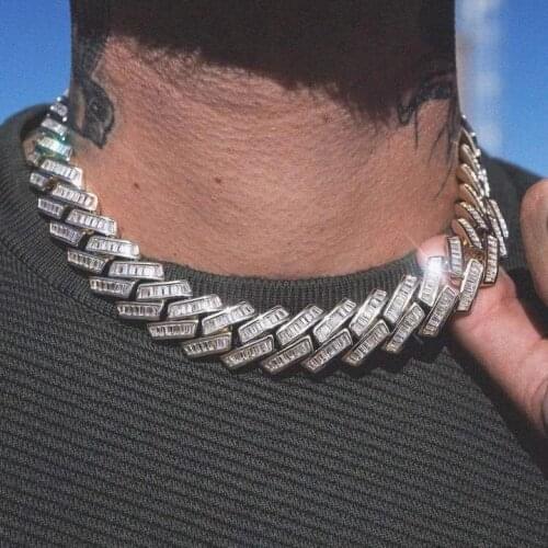 HipHop new Fashion Luxury iced out sparking bling 5A Zirconia cz Miami cuban link chain men Punk charm bracelet necklace Jewelry