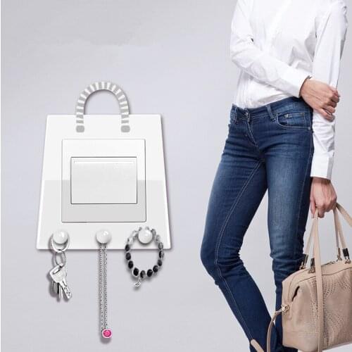 Imitation shopping bag switch protective cover wall sticker Socket deco living room accessories Acrylic switch sticker with Hook