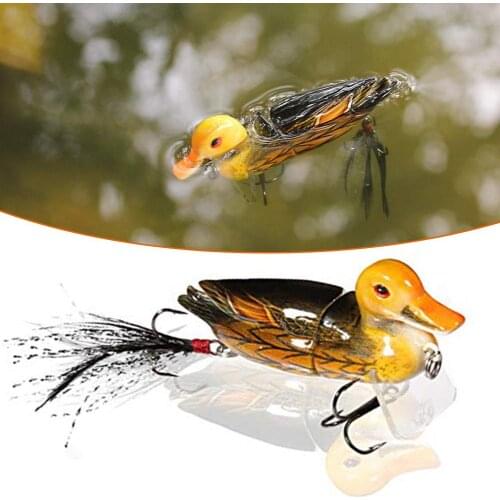 3D Duck Top Water Fishing Lure Floating Artificial Bait Plopping And Splashing Feet Hard Fishing Tackle Geer Duck Lures Baits 4