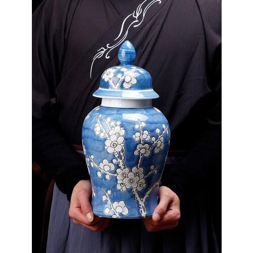 Jingdezhen Ceramic Ginger Jar Vase Decoration Living Room Snow Plum porcelain temple Jar vase