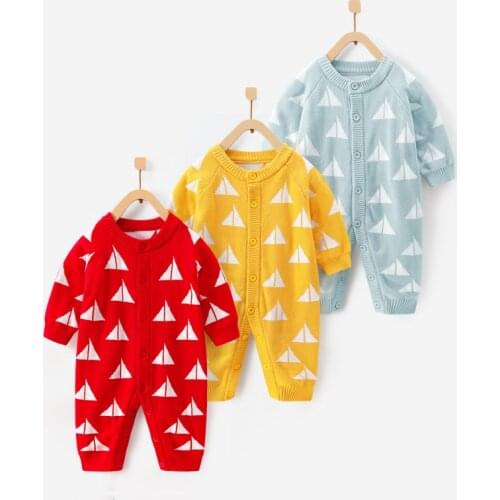 Baby Rompers Cartoon Knitted Autumn Newborn Boys Jumpsuits Girls Clothes Winter Long Sleeve Toddler Sweater Children Overall
