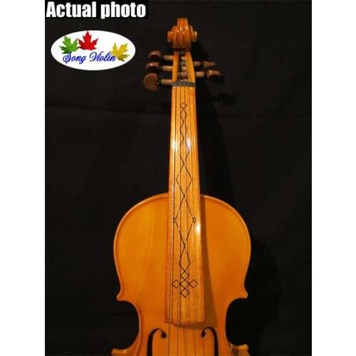 BeautifulLight yellow colors craft 5 strings 4/4 electric +Acoustic violin #8180
