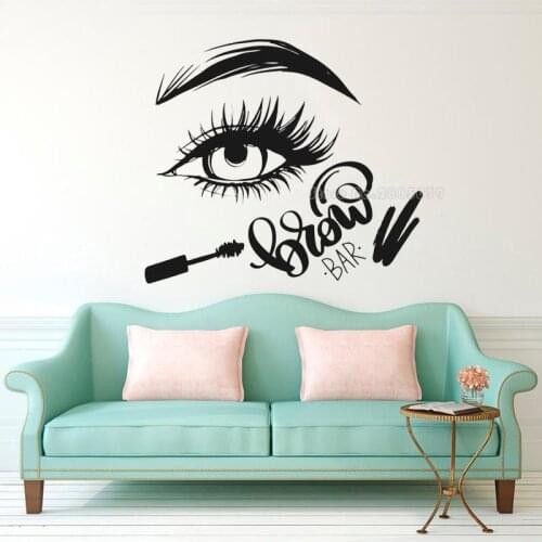 Beautiful Brow Wall Stickers Eyelashes Decor Vinyl Decal For Beauty Salon Sticker Eyebrows Wall Decal For Brow Bar Poster LL2607