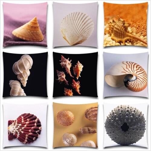 Beautiful Shell Cushion Covers Blue Yellow Throw Pillows Cover for Home Decor