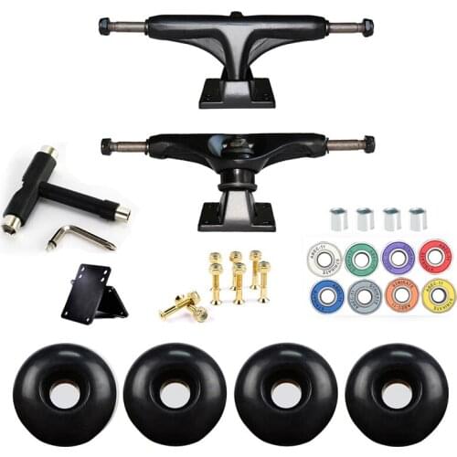 Skateboard Aluminum Alloy Bracket With Wheels Skateboard Trucks Four-wheel Bearing Rubber Gasket Skateboard Parts Mini Cruiser