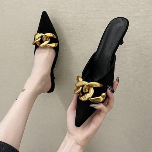 Summer New Style Low Heels Womens Slippers Net Infrared Wear Fashion Thick Heel Ladies Slippers