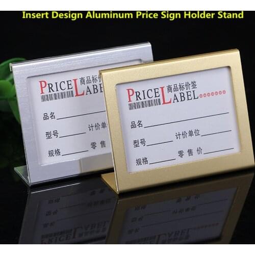Small Size L Shape Aluminum Table Sign Price Tag Label Display Stand Price Paper Card Holder For Supermarket ,gift store