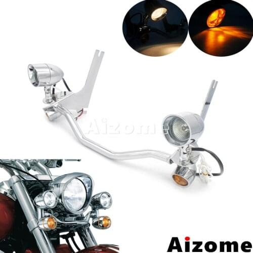 Motorcycle Front Turn Signal Fog Light Bracket Auxiliary Light Lamp Bracket Kit For Harley Touring Road King Electra Glide 94-03