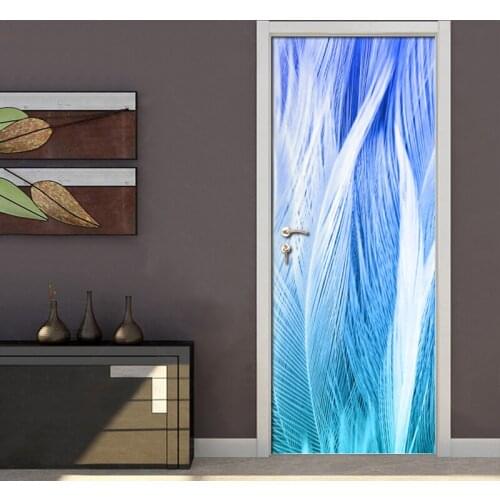 3D Wallpaper Nordic Abstract Watercolor Feather Living Room Bedroom Decoration Self-adhesive Door Stickers PVC Waterproof Mural