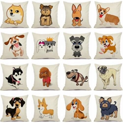 XUNYU Pet Dog Pillow Cover Cute Animal Cushion Cover Decorative Throw Pillowcase Home Sofa Perfect Decor 45X45cm KTG001