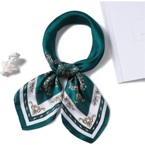 New 70*70cm square scarf for women Luxury brand print small neck scarves silk feeling foulard elegant lady office hair scarf