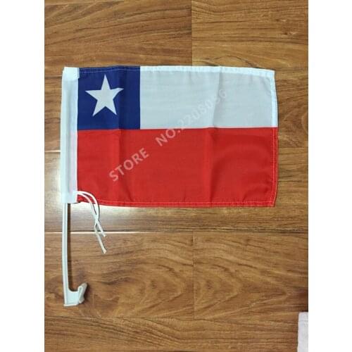 30x45CM Chile window Car flag polyester Car decoration with flagpole Free Shipping