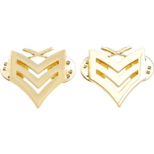 PAIR US USMC MARINE CORPS SERGEANT RANK METAL INSIGNIA BADGE PIN GOLD