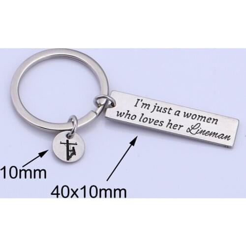 Personalized Custom Popular Keychain Festival Surprise Fashion Creative Carving Gift: I'm Just A Woman Who Loves Her Lineman