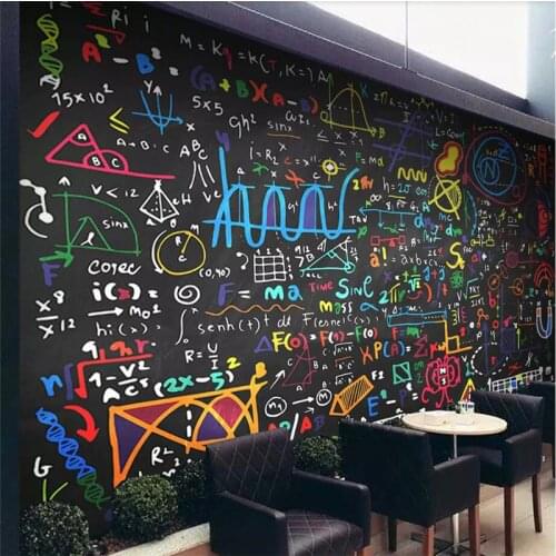 Custom wallpaper 3D photo mural retro nostalgia blackboard math formula background wall bar KTV decoration wallpaper mural Обои