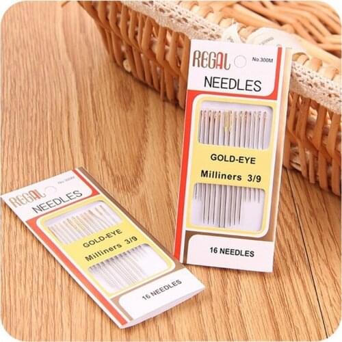 Prajna 16PCS/Pack Sewing Needle Gold Tail Multipurpose Hand Needle Package Home DIY Sewing Combination Sewing Tools