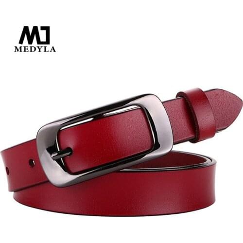 MEDYLA fashion natural leather belt for women noble black silver pin buckle ladies belt jeans dress casual pants belt Dropship