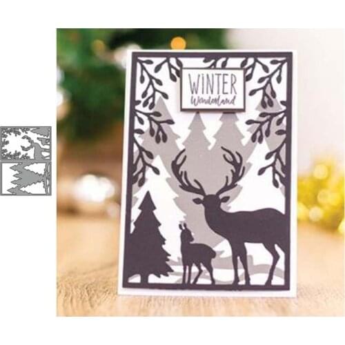 Christmas deer overlap background METAL CUTTING DIES Stencil Scrapbooking Photo Album Card Paper Embossing Craft DIY