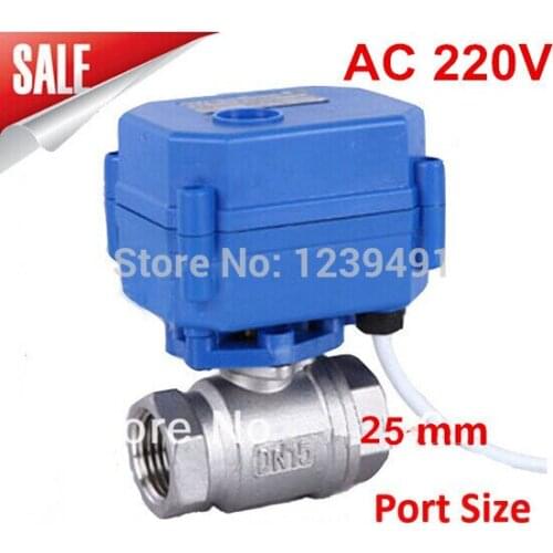 Motorized Ball Valve 1" DN25 AC220V ,CR04 Wire 2 way Stainless Steel 304 Electric Ball Valve