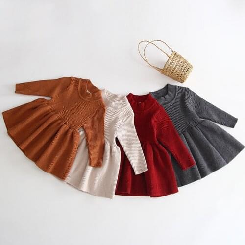 Baby Girls Wool Knitted Sweater Dress 2019 Autumn Winter Baby Girl dress Girls Dresses For Party And Wedding Baby Girl Clothes