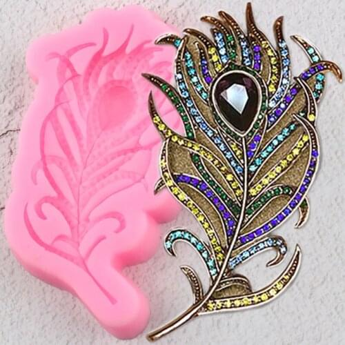 Peacock Feather Silicone Molds Jewelry Resin Clay Cupcake Topper Fondant Cake Decorating Tools Candy Chocolate Gumpaste Moulds