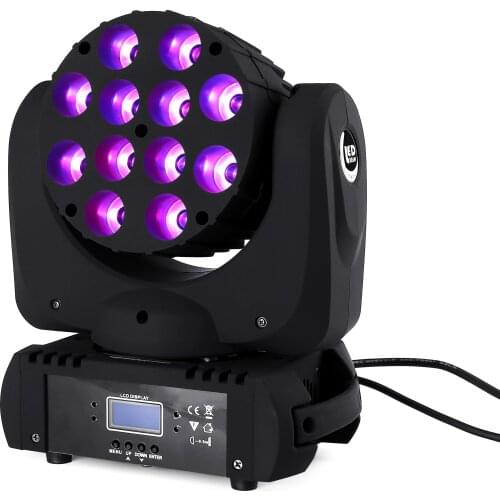 LED 12x12W Wash Moving Head Stage Light RGBW 4in1 Quad Lamp Advanced 9/16 DJ DMX Channels For Professional Stage Bar
