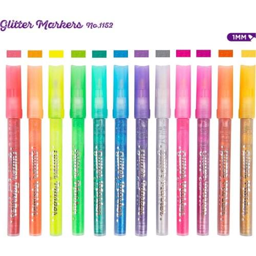 Waterproof 6/12Color Glitter Marker Pen Art Marker Set DIY Card Crafts Drawing Supplies Office School Stationery Art Supplies