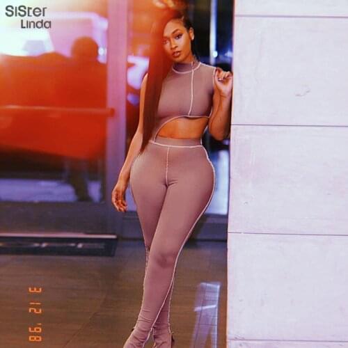 Sisterlinda Women Grey Black Active Wear Fitness Tracksuit Set Irregular Stripe Tops Skinny Sport Leggings Mujer Sportsuits 2021