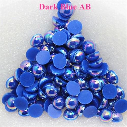 1.5-12mm Flatback Dark Blue AB Half Round Pearl Beads Resin ABS Imitation Pearl Beads DIY Wedding Dress Button Nail