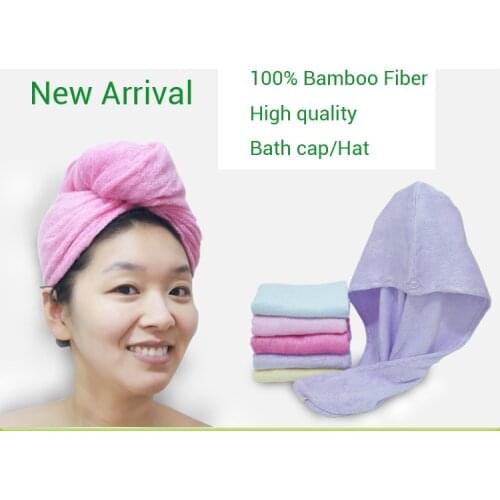 1PCS High quality 100% Bamboo fiber Strong Water Absorption Hair Dry Shower Bath Caps/Hats 5 Colors Available