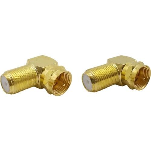 10Pcs F Type Plug to Jack Right Angle F Male to Female Coaxial RG6 Adapter Gold Plated