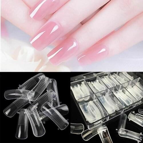 100PCS/Box Women Crystal Nails Fake System Form UV Gel Acrylic Nail Mold Artific